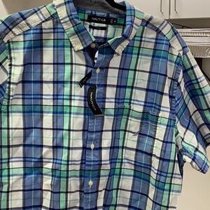 NAT nautica stretch plaid shirt